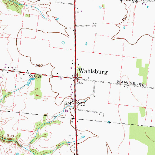 Topographic Map of Wahlsburg, OH