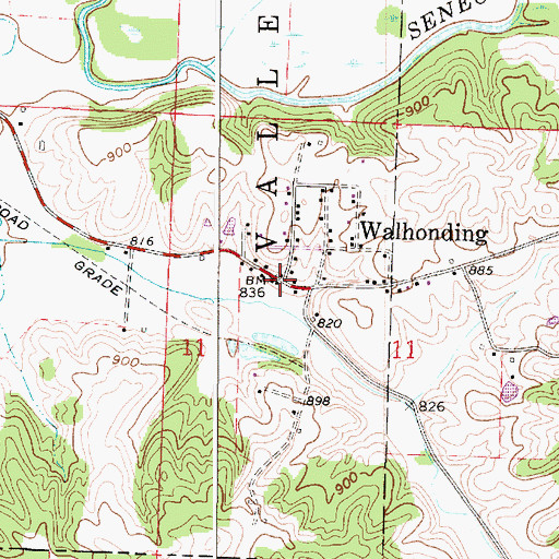 Topographic Map of Walhonding, OH