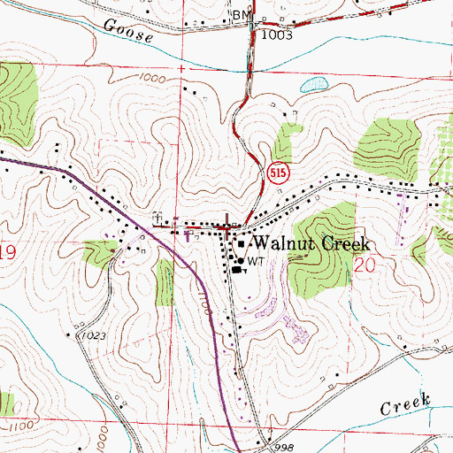 Topographic Map of Walnut Creek, OH