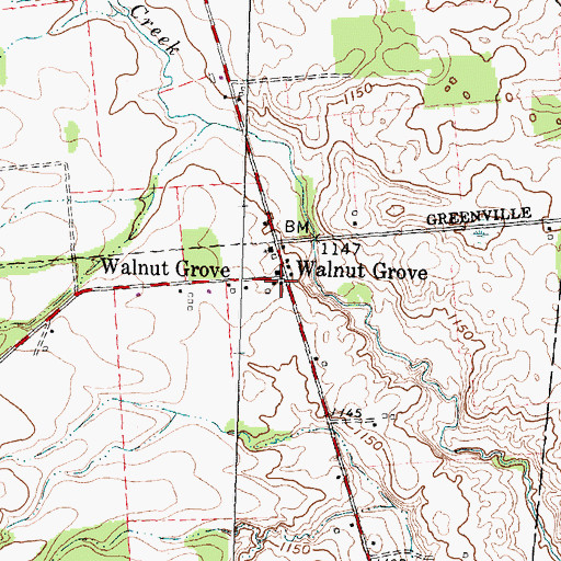 Topographic Map of Walnut Grove, OH