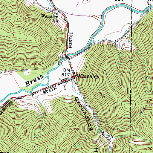 Topographic Map of Wamsley, OH