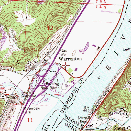 Topographic Map of Warrenton, OH