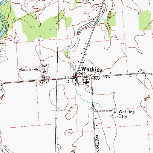 Topographic Map of Watkins, OH