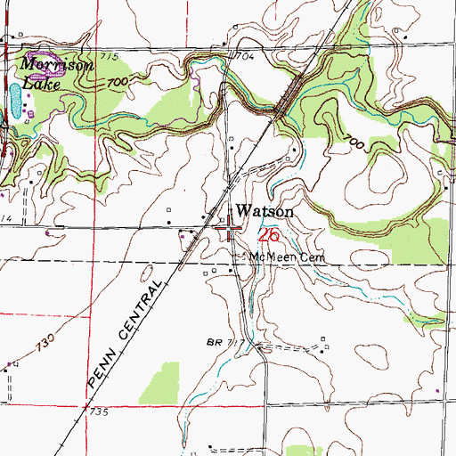 Topographic Map of Watson, OH
