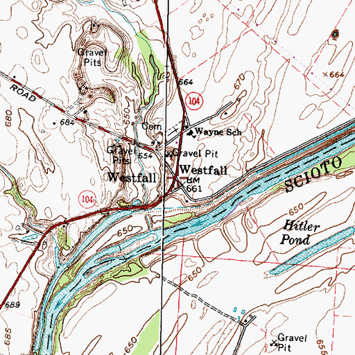 Topographic Map of Westfall, OH
