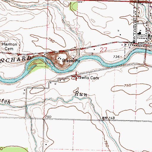 Topographic Map of Crawfis Cemetery, OH