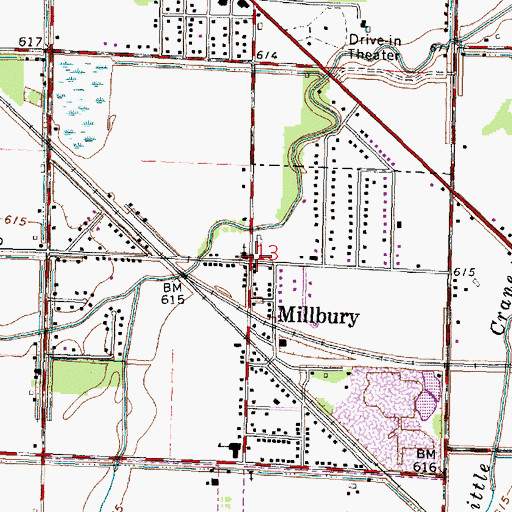 Topographic Map of Millbury, OH