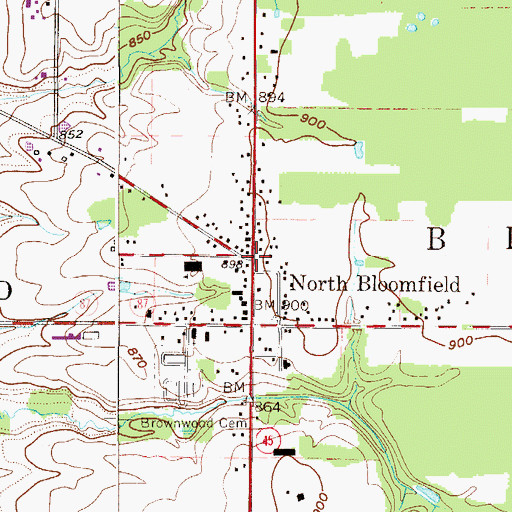 Topographic Map of North Bloomfield, OH