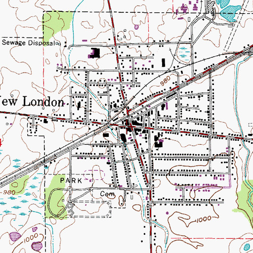 Topographic Map of New London, OH