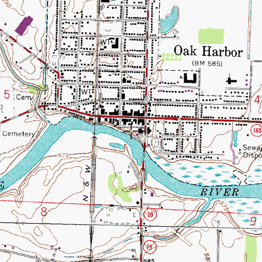 Topographic Map of Oak Harbor, OH
