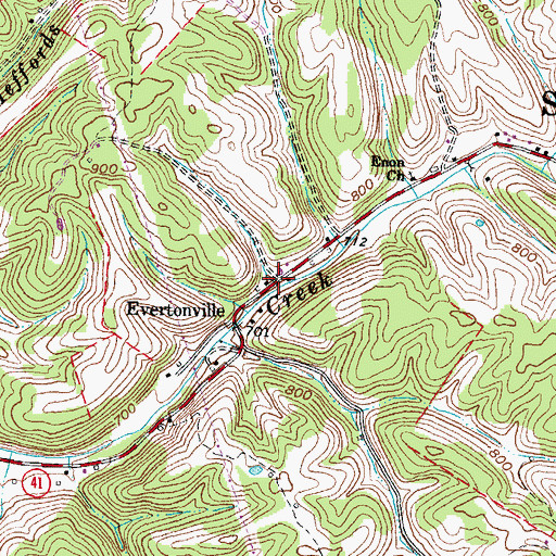 Topographic Map of Evertonville, OH