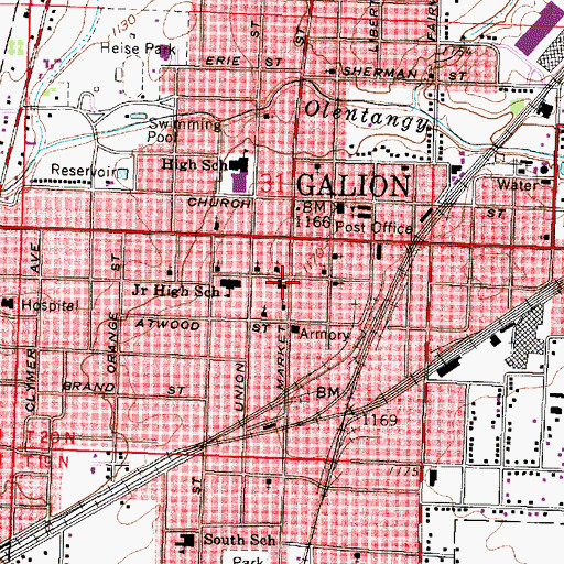 Topographic Map of Peace Lutheran Church, OH