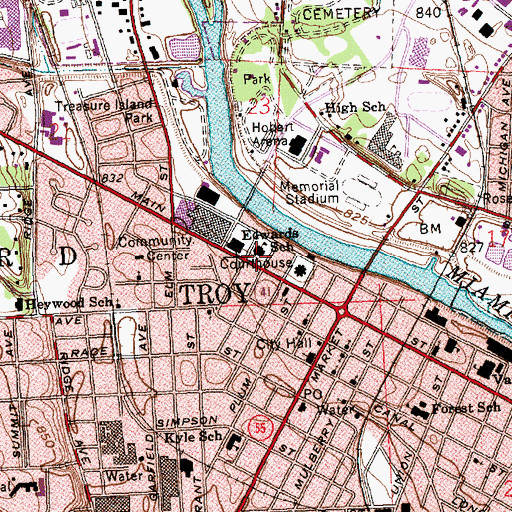Topographic Map of Troy-Miami County Public Library, OH