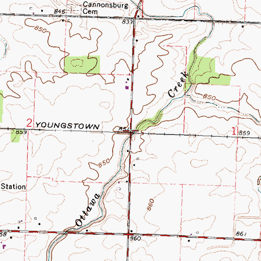 Topographic Map of Cordelia, OH