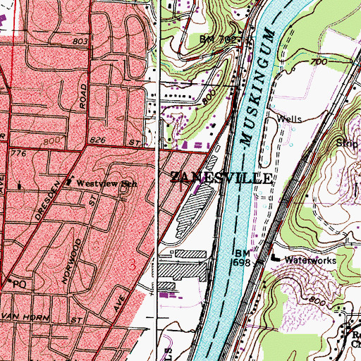 Topographic Map of Tile, OH