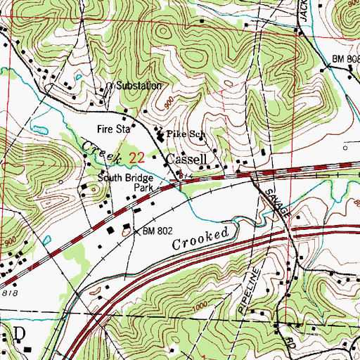 Topographic Map of Cassell, OH