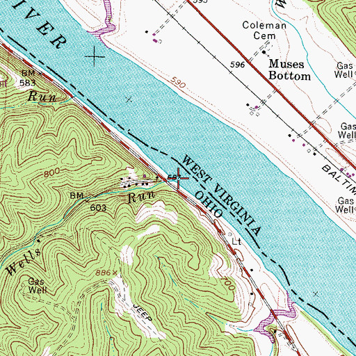 Topographic Map of Watsons Landing, OH