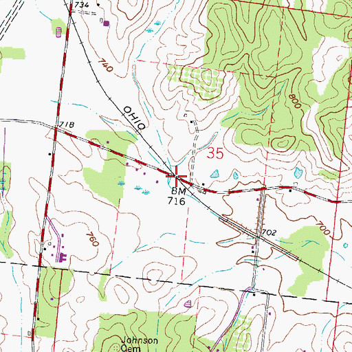 Topographic Map of Banner, OH