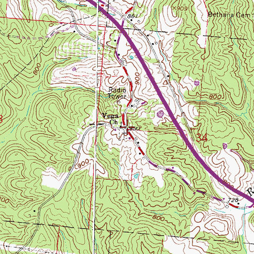 Topographic Map of Vega, OH