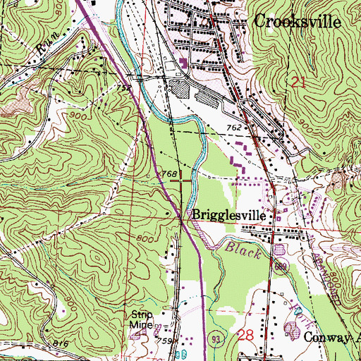 Topographic Map of Horne (historical), OH