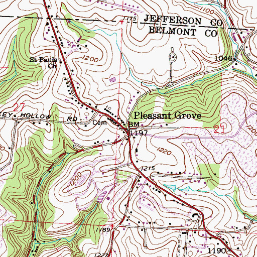Topographic Map of Pleasant Grove, OH