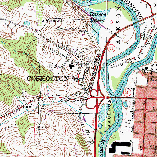 Topographic Map of Roscoe, OH
