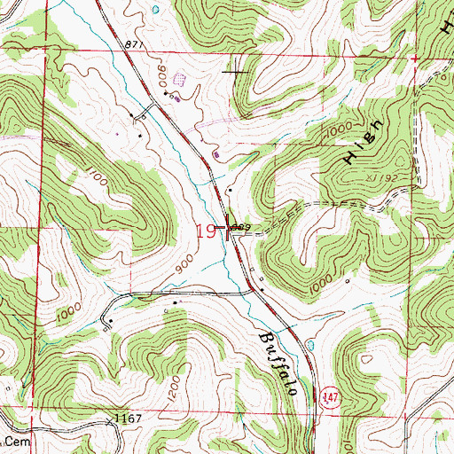 Topographic Map of Center (historical), OH