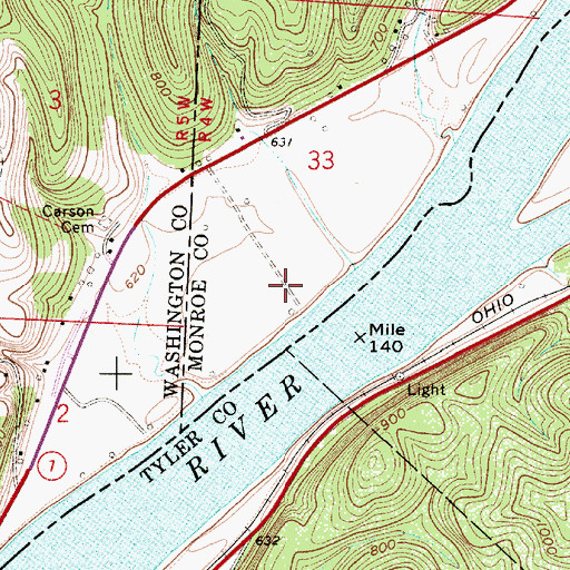 Topographic Map of Centerview (historical), OH