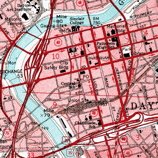 Topographic Map of Sacred Heart Catholic Church, OH
