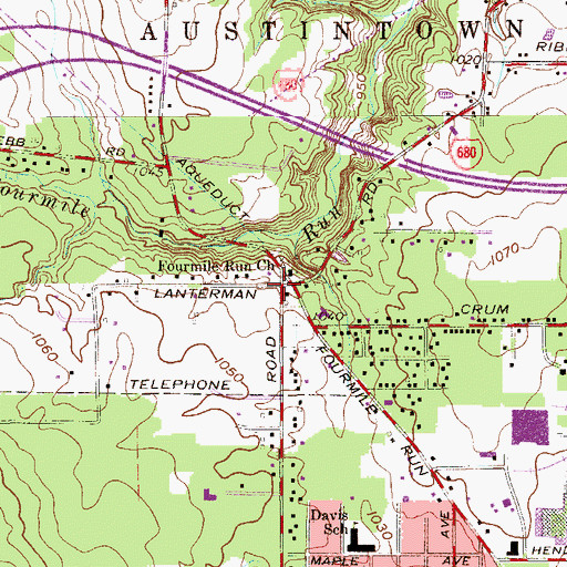 Topographic Map of Fourmile Run, OH