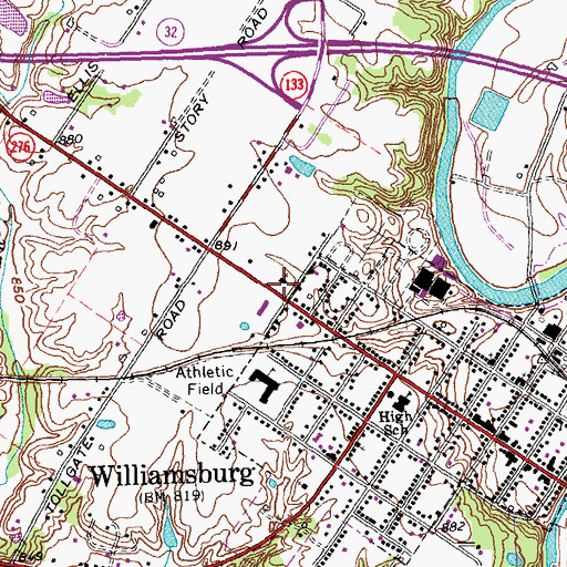 Topographic Map of Williamsburg Church of Christ, OH