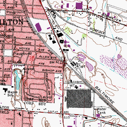 Topographic Map of Schenck, OH
