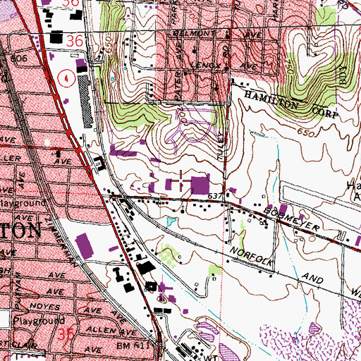 Topographic Map of South Hamilton Industrial Park, OH