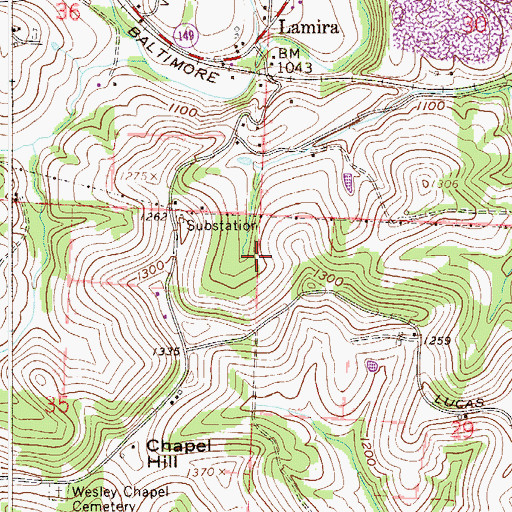 Topographic Map of Belmont County, OH