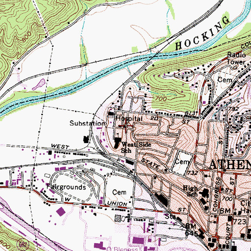Topographic Map of Central Avenue United Methodist Church, OH