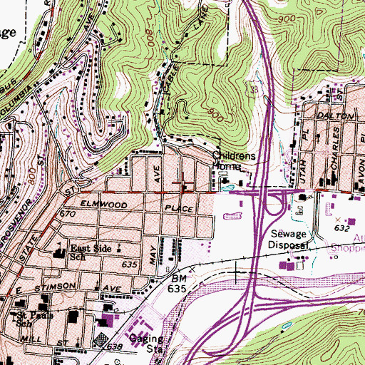 Topographic Map of First Baptist Church, OH