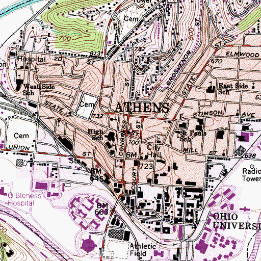 Topographic Map of First Christian Church, OH