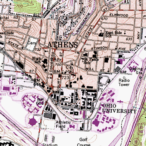 Topographic Map of First United Methodist Church, OH