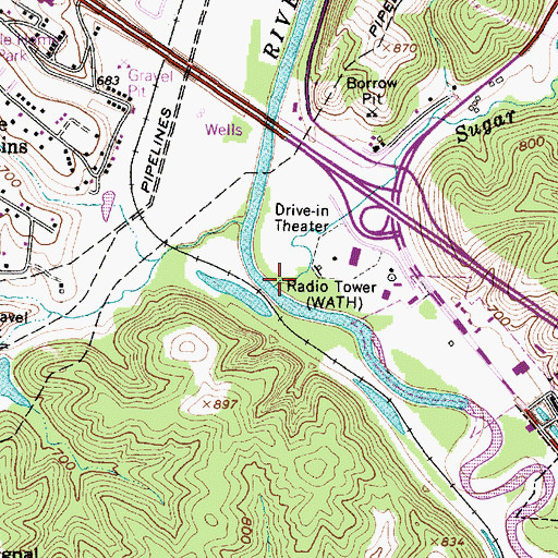 Topographic Map of Sugar Creek, OH