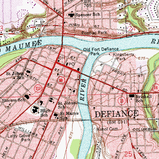 Topographic Map of Defiance Church of the Brethren, OH