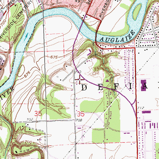 Topographic Map of Defiance Church of the Nazarene, OH