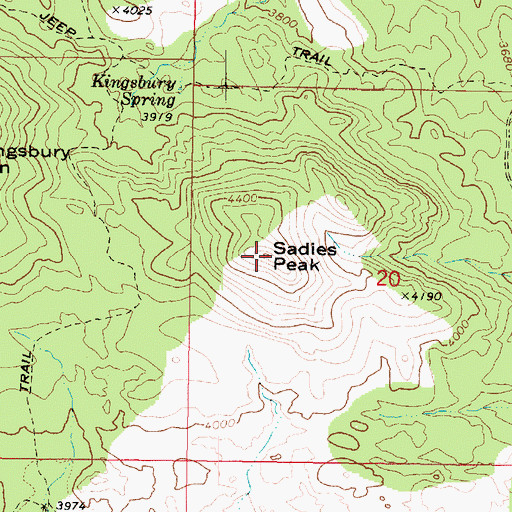 Topographic Map of Sadies Peak, AZ