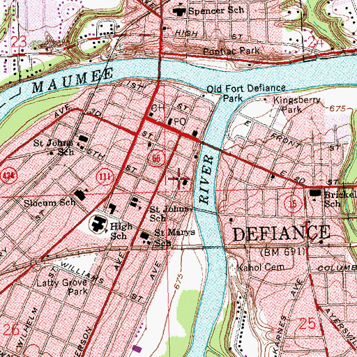 Topographic Map of First Assembly of God Church, OH