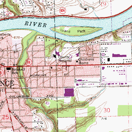 Topographic Map of First Church of Christ, OH