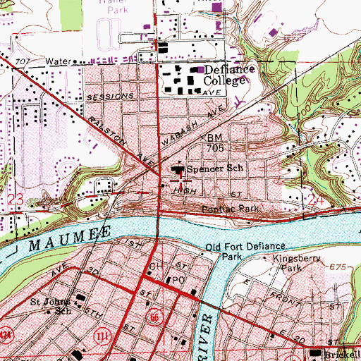 Topographic Map of First Evangelical Methodist Church, OH