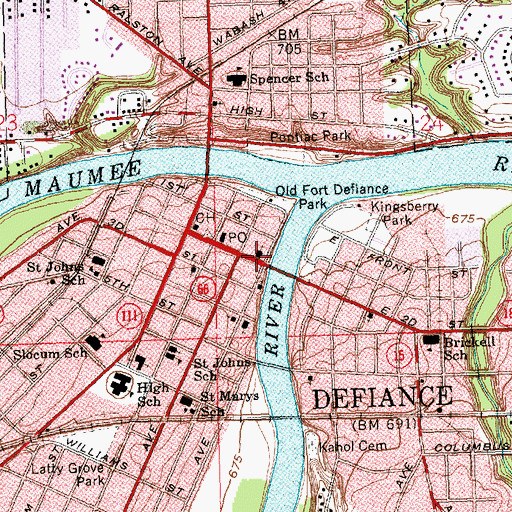Topographic Map of Grace Episcopal Church, OH