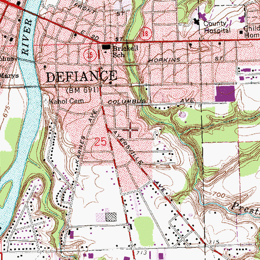 Topographic Map of Missionary Church of Christ, OH