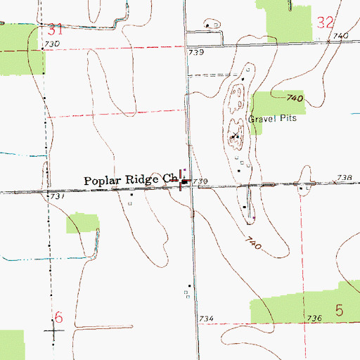 Topographic Map of Poplar Ridge Church of the Brethren, OH