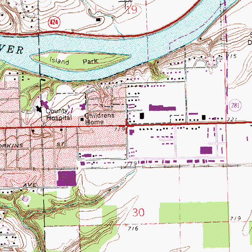 Topographic Map of Sun Rise Plaza Shopping Center, OH