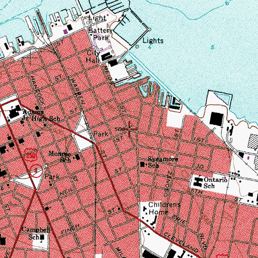 Topographic Map of Calvary Episcopal Church, OH